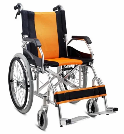 Lightweight Wheelchair with Foldable Backrest and Attendant Handbrakes Lightweight Wheelchair with Foldable Backrest and Attendant Handbrakes
