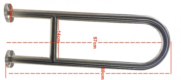 Stainless Steel Wall Mounted Fixed Toilet Handrail-GESG35-90-1 Stainless Steel Wall Mounted Fixed Toilet Handrail-GESG35-90