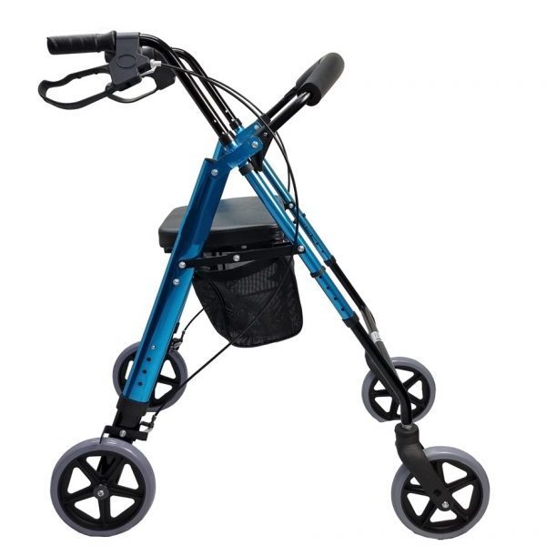 Foldable Aluminium Four Wheel Rollator Frame Rightside View Foldable Aluminium Four Wheel Rollator Frame Rightside View