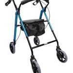 Foldable Aluminium Four Wheel Rollator Frame Sideview