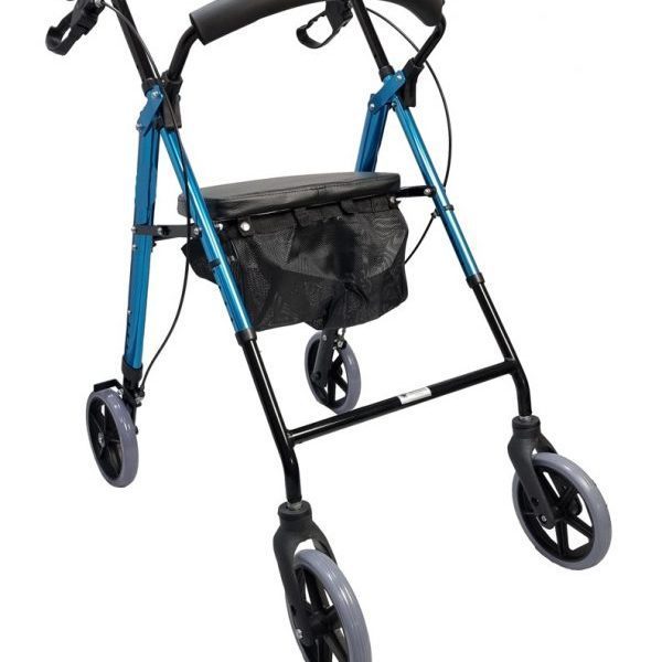 Foldable Aluminium Four Wheel Rollator Frame Sideview Foldable Aluminium Four Wheel Rollator Frame Sideview