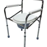 Foldable Over Toilet Aid Commode Chair with Closed Toilet Seat Leftside View