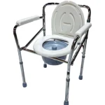 Foldable Over Toilet Aid Commode Chair with Toilet Seat Frontview