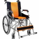 Yellow Lightweight Wheelchair with Foldable Backrest and Attendant Handbrakes