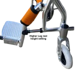 Legrest Area of Lightweight Wheelchair with Foldable Backrest and Attendant Handbrakes