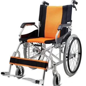 Lightweight Wheelchair with Foldable Backrest and Attendant Handbrakes Lightweight Wheelchair with Foldable Backrest and Attendant Handbrakes