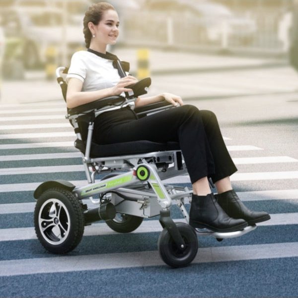 People Using Smart App Controlling and Folding Electric Wheelchair People Using Smart App Controlling and Folding Electric Wheelchair
