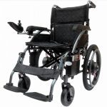 Left Front View of Foldable Electric And Manual Self Propelled Wheelchair For Multipurpose All Round Use