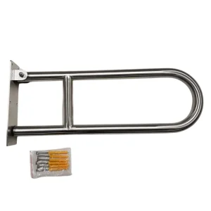 Drop-Down-Heavy-Duty-Stainless-Steel-Toilet-Grab-Rail With Screw