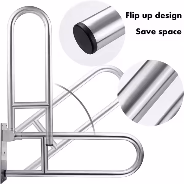 Drop Down Heavy Duty Stainless Steel Toilet Grab Rail in Bathroom Detail Drop Down Heavy Duty Stainless Steel Toilet Grab Rail in Bathroom Detail