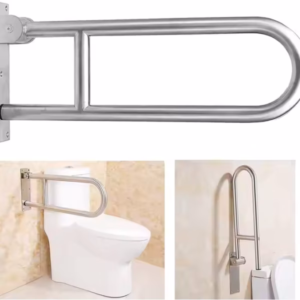 Drop Down Heavy Duty Stainless Steel Toilet Grab Rail in Bathroom Drop Down Heavy Duty Stainless Steel Toilet Grab Rail in Bathroom