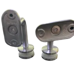 2X Adjustable Height Stainless Steel Glass Mounted Bracket Connect Hole