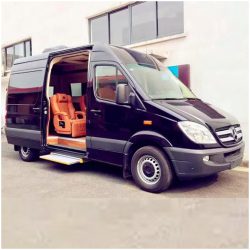 Electric Side Step Automatic Vehicle Access Installed on Black Van