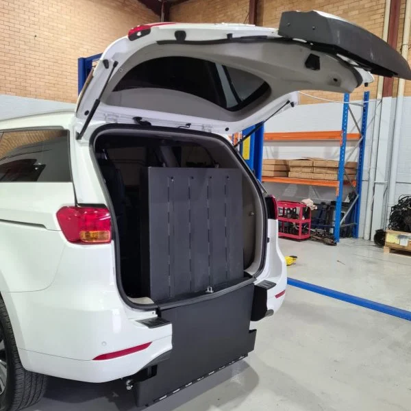 Kia Third Row Wheelchair Accessible Car Conversion Tailgate Opened Sideview Kia Third Row Wheelchair Accessible Car Conversion Tailgate Opened Sideview
