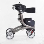 Black 4-wheel lightweight Rollator Sideview