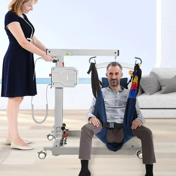 Person on Portable Vehicle Hoist With Lifter And Sling Person on Portable Vehicle Hoist With Lifter And Sling