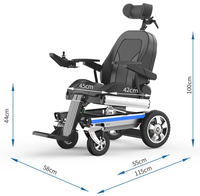 OPTIMUM Reclining Electric Wheelchair Length