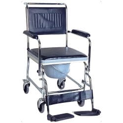 Portable Shower Toilet Transfer Commode With Foldable Wheelchair