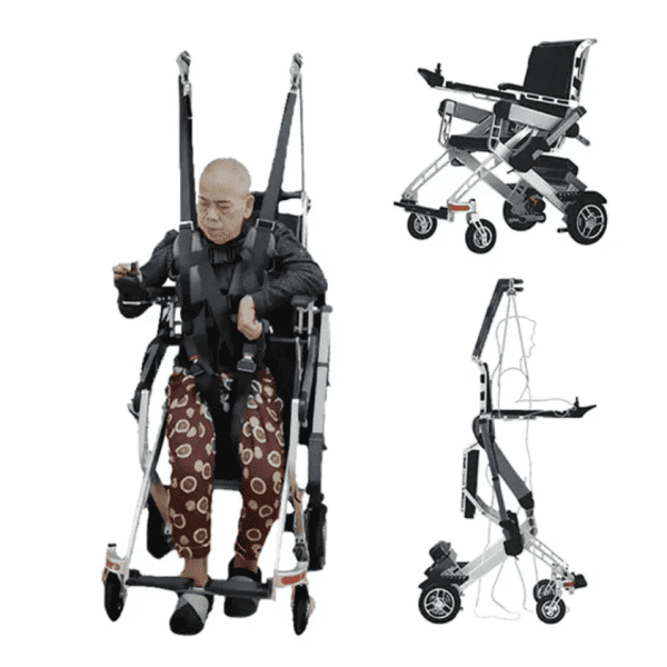 Old Man Using Ultimate Electric Wheelchair Standing Function Old Man Using Ultimate Electric Wheelchair Standing Function