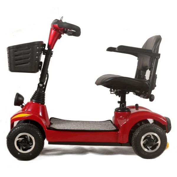 Red 4 Wheel Mobility Scooter Rightside View Red 4 Wheel Mobility Scooter Rightside View
