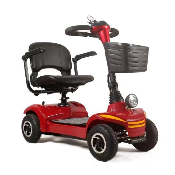 Red 4 Wheel Mobility Scooter Leftside View Red 4 Wheel Mobility Scooter Leftside View