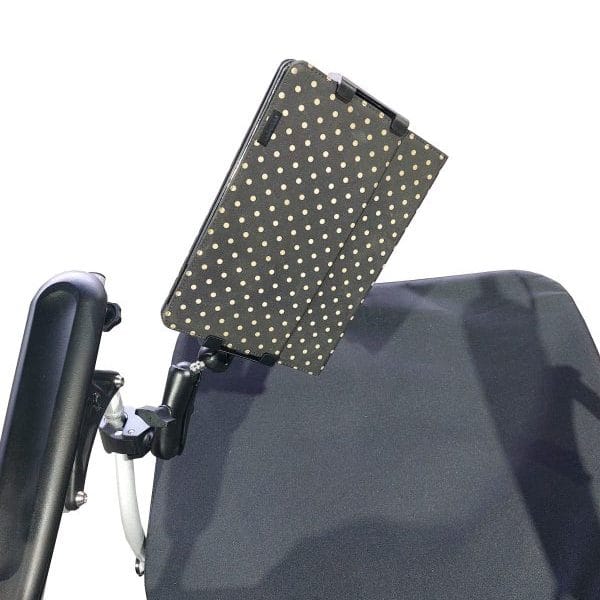 Adjustable iPad Holder For Electric and Manual Wheelchairs on Wheelchair Adjustable iPad Holder For Electric and Manual Wheelchairs on Wheelchair
