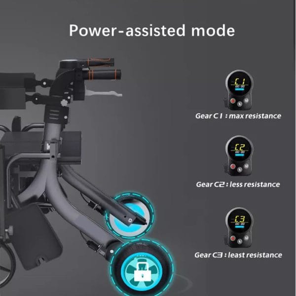Rollator Walking Frame with Remote Control Power Assisted Mode Rollator Walking Frame with Remote Control Power Assisted Mode