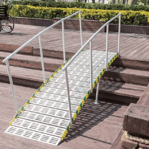 LY-30 C Series Aluminum Rolling Ramp Installed on Staircase