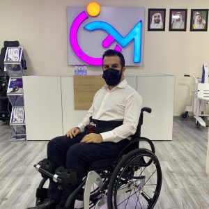 Person Using Lightweight Manual Sport Standing Wheelchair Person Using Lightweight Manual Sport Standing Wheelchair