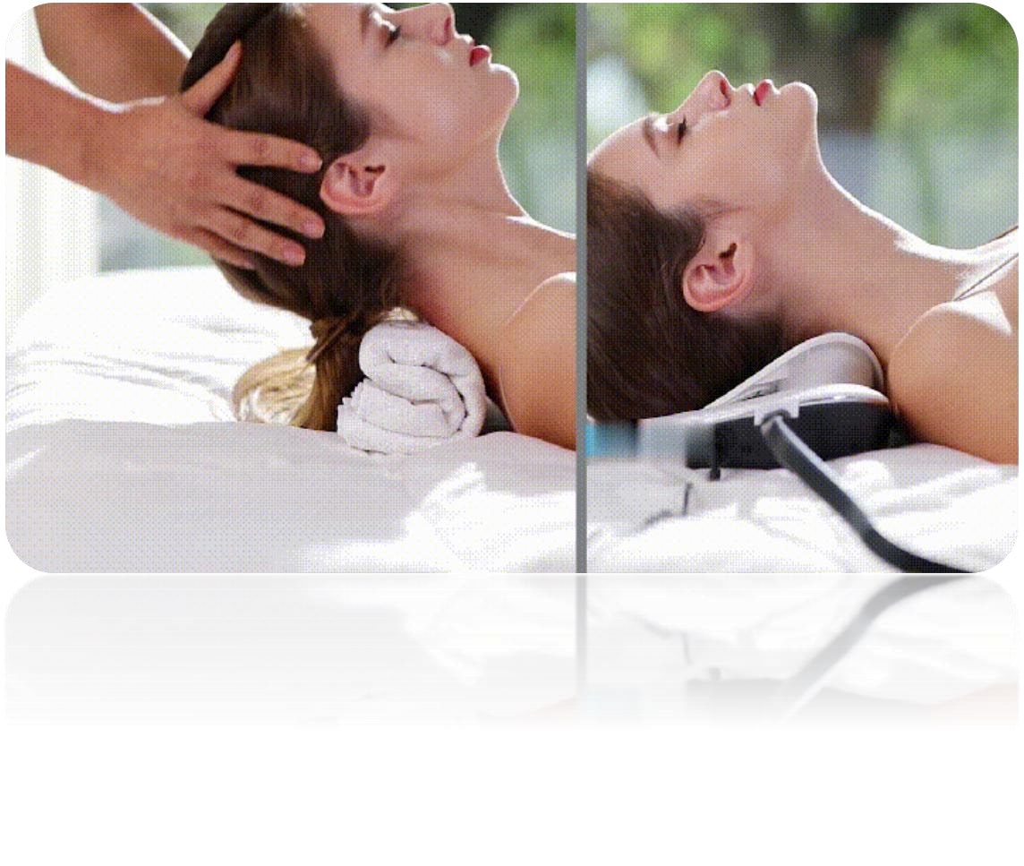 Neck Massager - Cervical Care Device Difference When Head is on Towel and Cervical Care Device