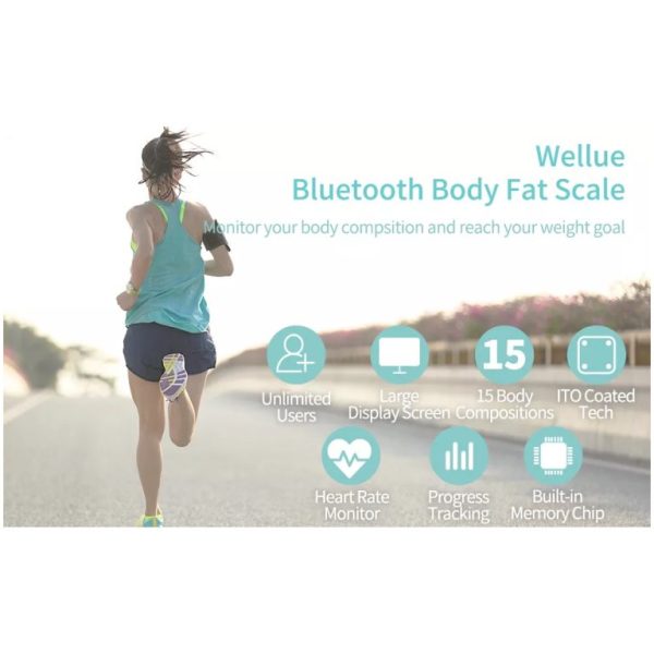 Person Running With Body Fat Scale Connected To Bluetooth Person Running With Body Fat Scale Connected To Bluetooth