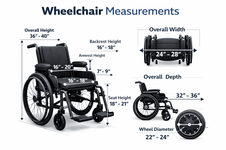 how to measure size of a wheelchair