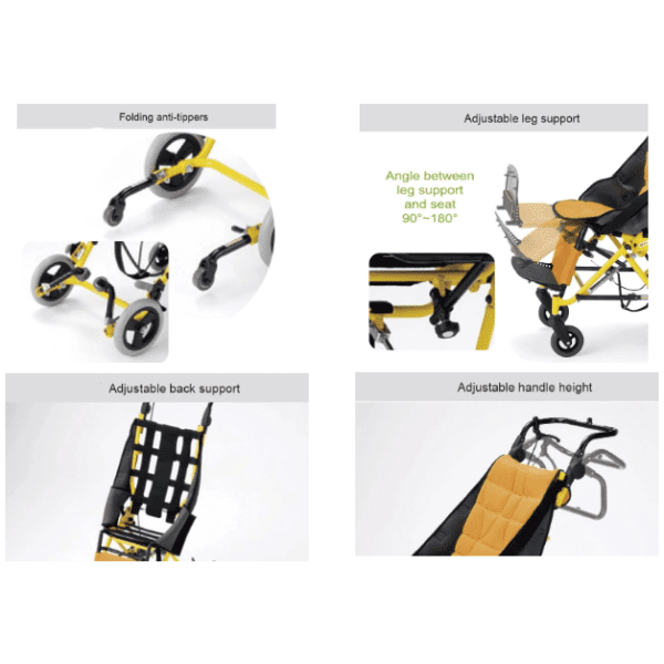 Child Wheelchair Stroller with Reclining Tilting Seat Versatile Baby