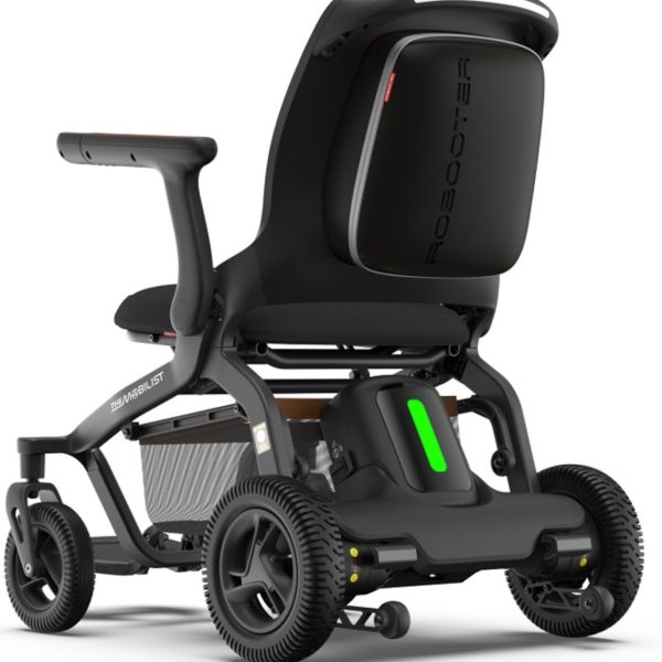 Black Robooter Folded Smart Electric Wheelchair Back View Black Robooter Folded Smart Electric Wheelchair Back View