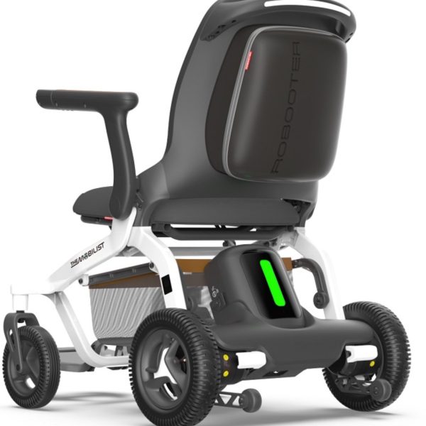 White Robooter Folded Smart Electric Wheelchair Back View White Robooter Folded Smart Electric Wheelchair Back View