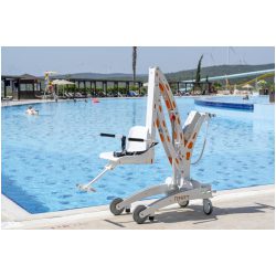 Portable Pool Lift Device Near Swimming Pool