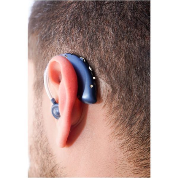 Person Wearing Hearing Aids Bluetooth Person Wearing Hearing Aids Bluetooth