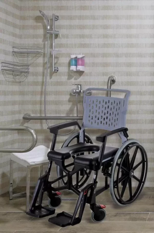Bathmobile Commode & Shower Chair Highly Adjustable, Waterproof and