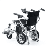 Foldable Electric Wheelchair Backside White Background