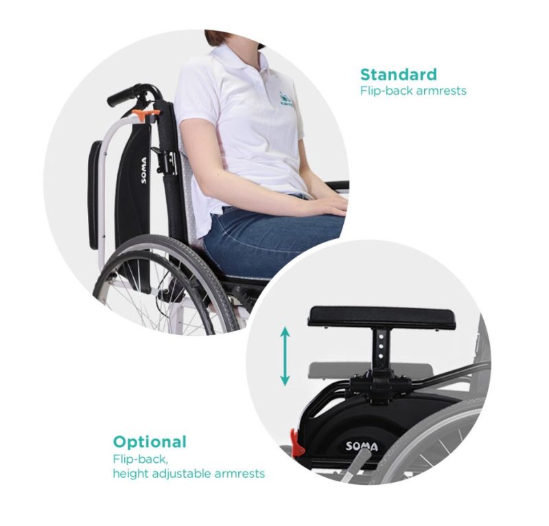 SOMA Wheelchair Flipback Armrest