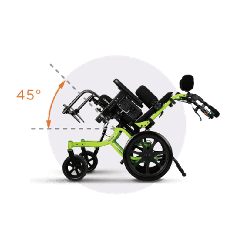 Karma Flexx Wheelchair: Redefining Kids Positioning Flexx Adapt - 45 degree Tilt in space