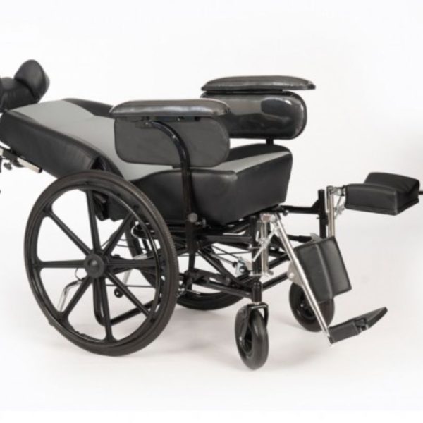 Front View of Reclined Comfortable Manual Reclining Wheelchair Front View of Reclined Comfortable Manual Reclining Wheelchair