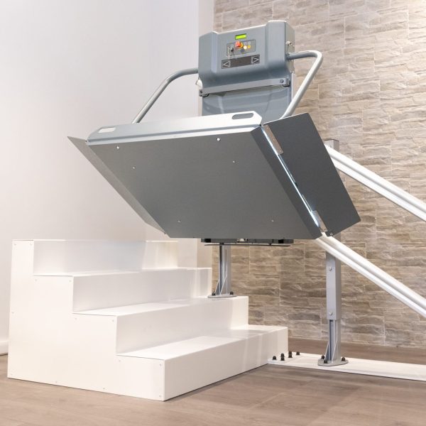Half Opened LOGIC Inclined Platform Lift for Straight Stairs Half Opened LOGIC Inclined Platform Lift for Straight Stairs