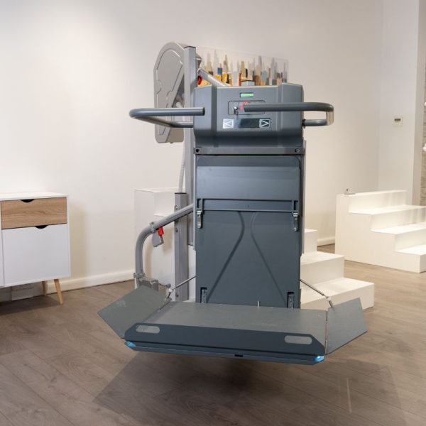 Opened SLIM Inclined Platform Lift for Stairs with Curves Opened SLIM Inclined Platform Lift for Stairs with Curves