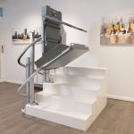 Opening SLIM Inclined Platform Lift for Stairs with Curves Near Staircase