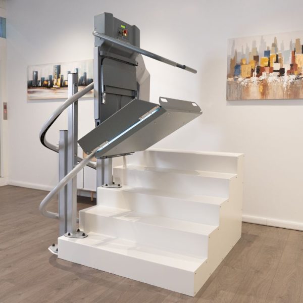 Opening SLIM Inclined Platform Lift for Stairs with Curves Near Staircase Opening SLIM Inclined Platform Lift for Stairs with Curves Near Staircase