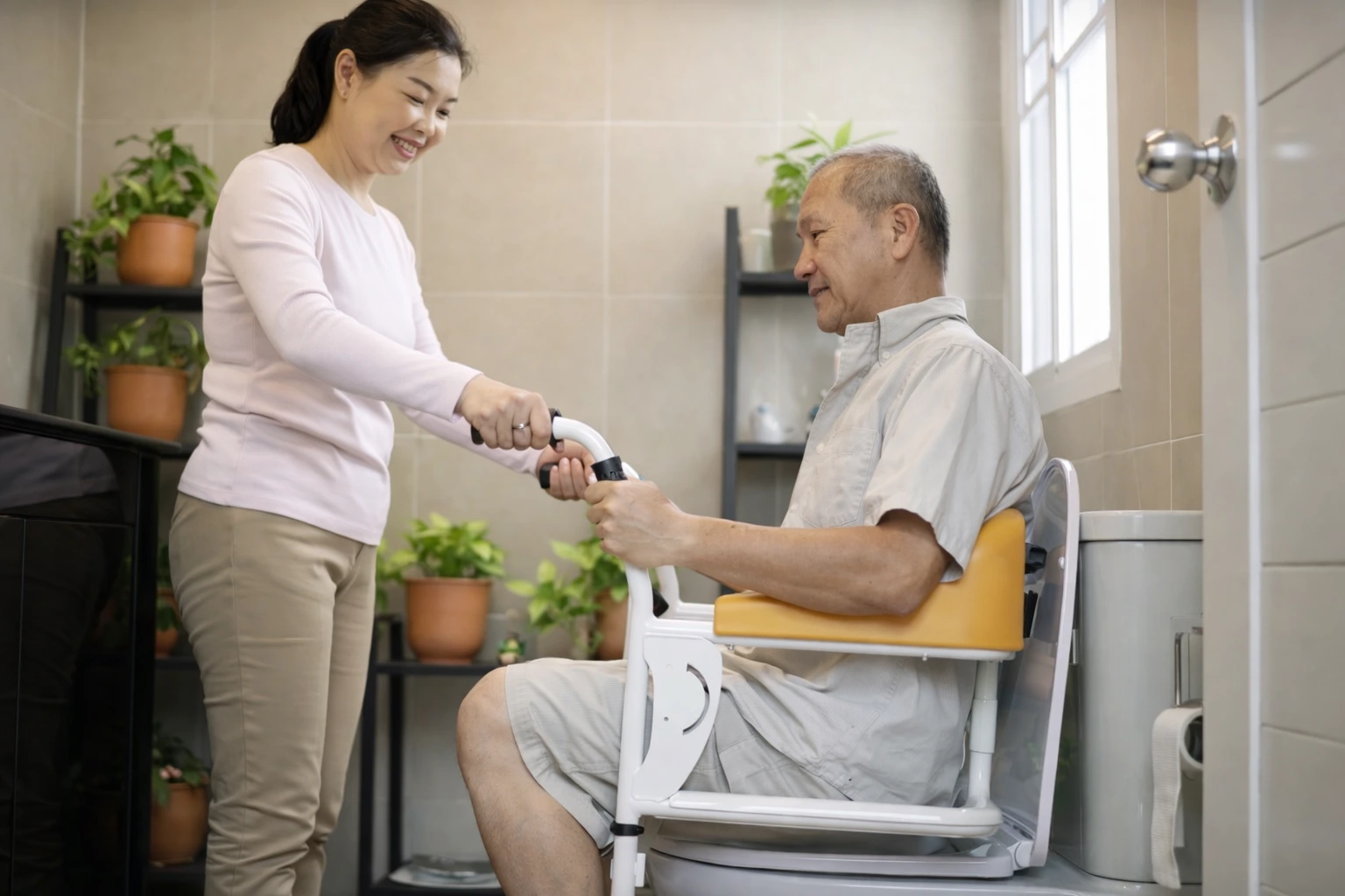 Transfer Wheelchair to Toilet