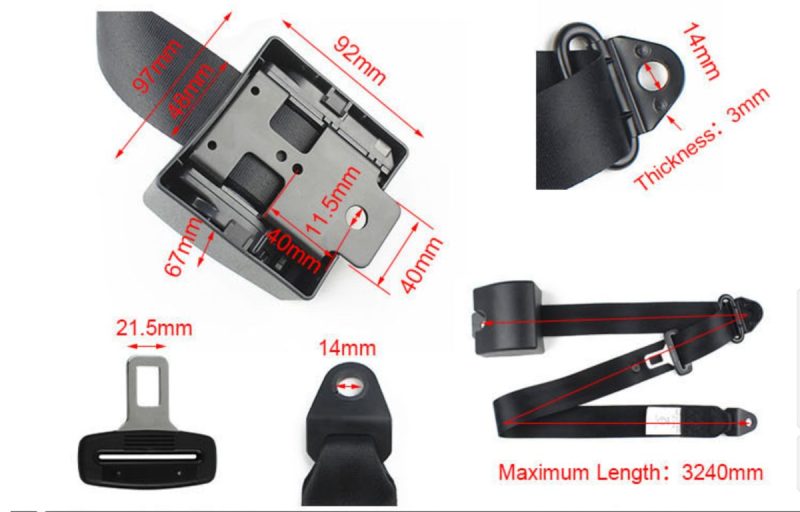 3 Point Seat Belt Product Size