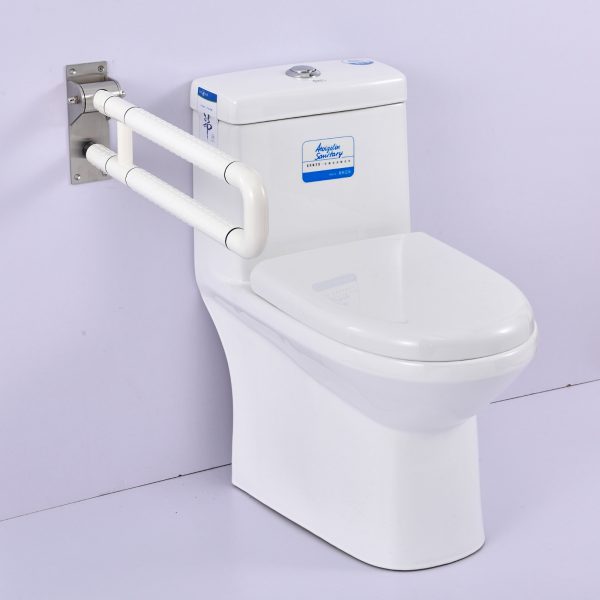 Foldable Stainless Steel Grab Bar Mounted on Bathroom Wall Foldable Stainless Steel Grab Bar Mounted on Bathroom Wall