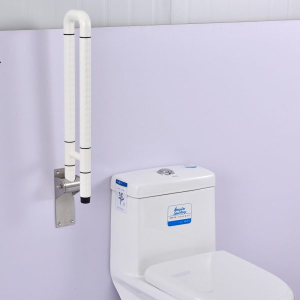 Foldable Stainless Steel Armrest Stowed State in Bathroom Foldable Stainless Steel Armrest Stowed State in Bathroom